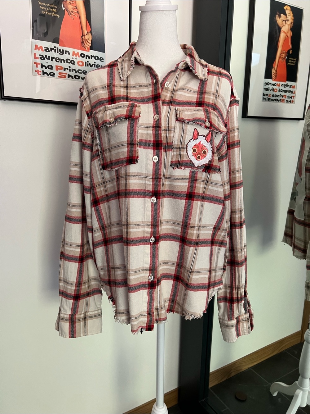Her Universe x Studio Ghibli Princess Mononoke Plaid Flannel Button-Down Shirt M